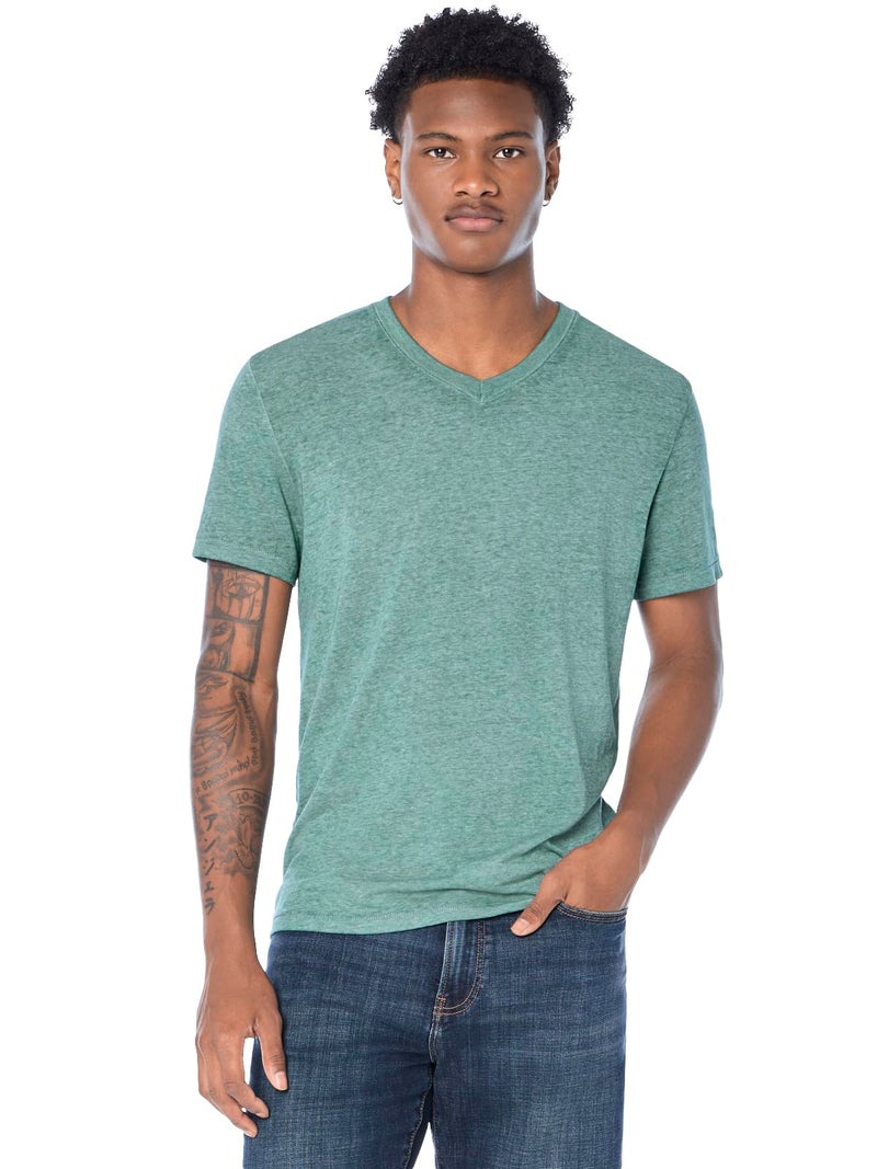 Lucky Brand Men's Venice Burnout V-Neck Tee Shirt, June Bug, M - Image 1